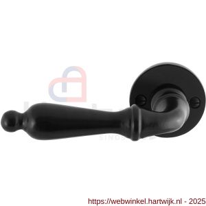 GPF Bouwbeslag Smeedijzer GPF6215.60-00L/R Muki deurkruk gatdeel op rond rozet 53x5 mm links-rechtswijzend smeedijzer zwart - H21009589 - afbeelding 1