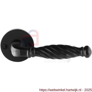 GPF Bouwbeslag Smeedijzer GPF6225.60-00 Tuli deurkruk op rond rozet 53x5 mm smeedijzer zwart - H21009012 - afbeelding 1