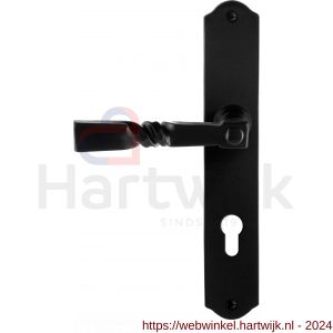 GPF Bouwbeslag Smeedijzer 6245.60L/R PC72 Nokka deurkruk gatdeel op schild 238x41x4 mm links-rechtswijzend smeedijzer zwart - H21010431 - afbeelding 1