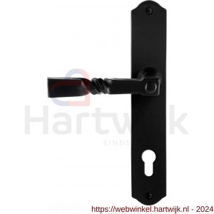 GPF Bouwbeslag Smeedijzer 6245 L/R PC85 Nokka deurkruk gatdeel op schild 238x41x4 mm links-rechtswijzend smeedijzer zwart - H21010426 - afbeelding 1