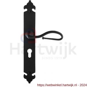 GPF Bouwbeslag Smeedijzer 6260.60R PC55 Lumi deurkruk gatdeel op langschild 291x41x4 mm rechtswijzend smeedijzer zwart - H21009567 - afbeelding 1