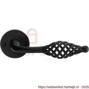 GPF Bouwbeslag Smeedijzer GPF6265.60-00 Tane deurkruk op rond rozet 53x5 mm smeedijzer zwart - H21009019 - afbeelding 1