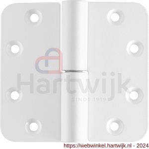 GPF Bouwbeslag ZwartWit 6351.66 paumelle 89x96 mm DIN rechts ronde hoek draagvermogen bij 2 stuks 80 kg hardstalen kogel wit egaal - H21007971 - afbeelding 1