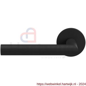 GPF Bouwbeslag Entree 810VZL L-haaks model 19 mm deurkruk gatdeel op rozet linkswijzend zwart - H21010222 - afbeelding 1