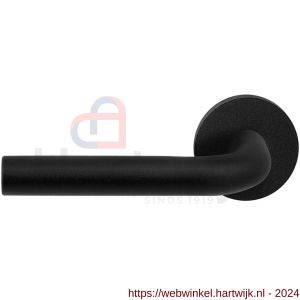 GPF Bouwbeslag ZwartWit 8200.61-00L/R Aka deurkruk gatdeel op rond rozet 50x8 mm links-rechtswijzend zwart - H21010226 - afbeelding 1