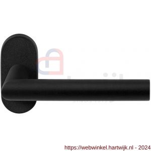 GPF Bouwbeslag ZwartWit 8210.61-04 Toi deurkruk op ovaal rozet 70x32x10 mm zwart - H21009317 - afbeelding 1