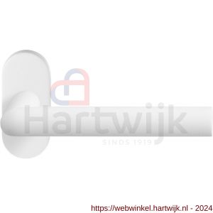 GPF Bouwbeslag ZwartWit 8212.62-04R Toi deurkruk gatdeel op ovaal rozet 70x32x10 mm rechtswijzend wit - H21013946 - afbeelding 1