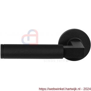 GPF Bouwbeslag ZwartWit 8213.61-00L/R Kuri deurkruk gatdeel op rond rozet 50x8 mm links-rechtswijzend zwart - H21010244 - afbeelding 1