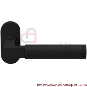 GPF Bouwbeslag ZwartWit 8213.61-04 Kuri deurkruk op ovaal rozet 70x32x10 mm zwart - H21009325 - afbeelding 1