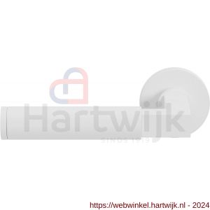 GPF Bouwbeslag ZwartWit 8214.62-00L/R Kuri deurkruk gatdeel op rond rozet 50x8 mm links-rechtswijzend wit - H21013951 - afbeelding 1
