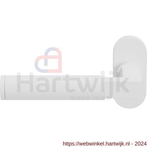 GPF Bouwbeslag ZwartWit 8214.62-04L Kuri deurkruk gatdeel op ovaal rozet 70x32x10 mm linkswijzend wit - H21013954 - afbeelding 1