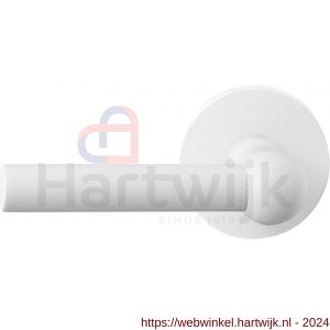 GPF Bouwbeslag ZwartWit 8237.62-00L/R Hipi deurkruk gatdeel op rond rozet 50x8 mm links-rechtswijzend wit - H21013994 - afbeelding 1