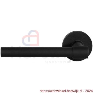 GPF Bouwbeslag ZwartWit 8244.61-00L/R Hipi Deux deurkruk gatdeel op rond rozet 50x8 mm links-rechtswijzend zwart - H21010326 - afbeelding 1
