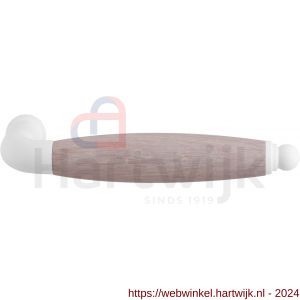 GPF Bouwbeslag ZwartWit 8283L/R XL Ika XL deurkruk gatdeel links-rechtswijzend gebogen met ronde eindknop wit-eiken whitewash - H21005857 - afbeelding 1