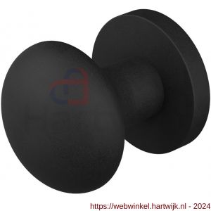 GPF Bouwbeslag ZwartWit 9859.61-00 S5 GPF9859.61-00 Paddenstoel knop S5 52 mm met wisselstift op rond rozet zwart - H21017456 - afbeelding 1