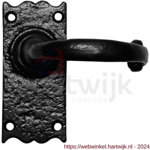 Kirkpatrick KP2520L deurkruk gatdeel linkswijzend op schild 108x50 mm blind smeedijzer zwart - H21003035 - afbeelding 1