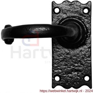 Kirkpatrick KP2520R deurkruk gatdeel rechtswijzend op schild 108x50 mm blind smeedijzer zwart - H21003036 - afbeelding 1
