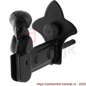 GPF Bouwbeslag Smeedijzer GPF6671.60 luikvastzetter vast maximale luikdikte 60 mm met plaat en tuimelaar smeedijzer zwart - H21000101 - afbeelding 1