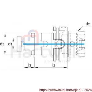 Phantom 82.327 DIN 6358 Combi-opsteekfreeshouder voor frezen met langs- en dwarsspiebaan HSK-A volgens DIN 69893 HSK63A 16 mm L100 mm - H40501928 - afbeelding 2