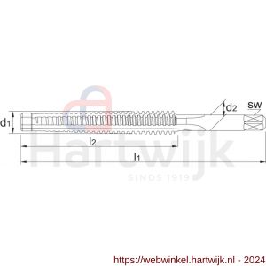 Phantom 25.950 HSS-E machinetap Trapezium voor doorlopende gaten TR18x4 mm - H40514052 - afbeelding 2