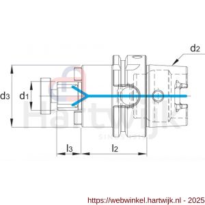 Phantom 82.267 DIN 6357 opsteekfreeshouder voor frezen met dwarsspiebaan HSK-A volgens DIN 69893 HSK63A 16 mm L45 mm - H40502011 - afbeelding 2