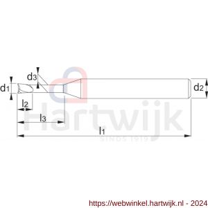 Phantom 32.275 VHM precisie HSC schachtfrees 2-snijder TiAlN-B 45-70 HRc 2x3x12 mm - H40517650 - afbeelding 2