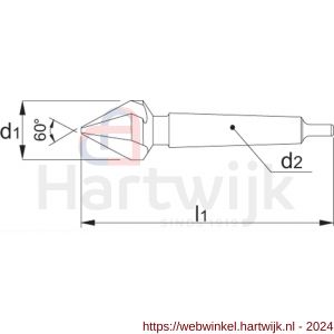 Phantom 42.370 HSS-E verzinkboor DIN 334-D 60 graden 3 snijkanten MK 3 63 mm - H40512018 - afbeelding 2