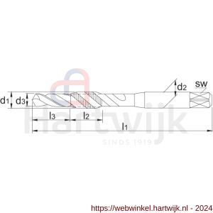 Phantom 26.700 HSS Combi-boortap metrisch voor doorlopende gaten M12 - H40512436 - afbeelding 2