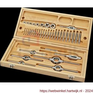 International Tools 29.120 Eco Pro set draadsnijden in houten cassette UNC 1/4-1 inch - H40514143 - afbeelding 1