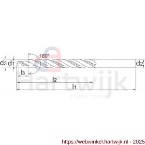 Phantom 16.600 HSS meerfasenboor DIN 8376 180 graden M3 3‚4x6 mm - H40504715 - afbeelding 2