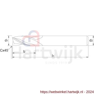 Phantom 33.633 VHM schachtfrees 3-snijder lang TiCN aluminium 4x16 mm - H40517862 - afbeelding 2