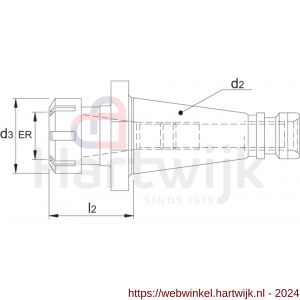 Phantom 82.513 DIN 6499-C ER spantanghouder SK volgens DIN 2080 SK40 ER32 L50 mm - H40503070 - afbeelding 2