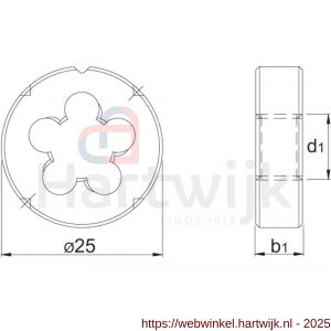 International Tools 27.110B Eco Pro HSS ronde snijplaat DIN EN 22568 metrisch 25 mm M3 blisterverpakking - H40514947 - afbeelding 2