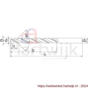 Phantom 16.250 HSS kerngat-spiraalboor DIN 8378 voor tapgaten 90 graden M12 10‚2x13‚5 mm - H40504693 - afbeelding 2