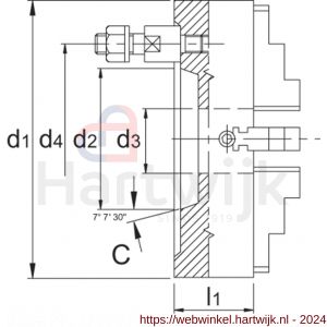 Bison 85.602 ISO 702-3 (DIN 55027) onafhankelijke vier-klauwplaat gietijzer type 4334 C11 400 mm - H40515757 - afbeelding 2
