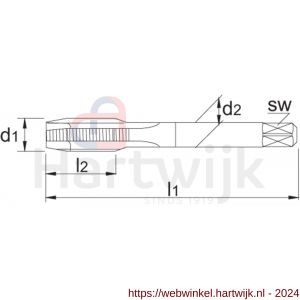 Phantom 25.105 HSS machinetap ISO 529 BSP (gasdraad) voor doorlopende gaten 7/8 inch-14 - H40513282 - afbeelding 2