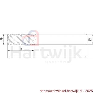 Phantom 34.424 VHM schachtfrees meersnijder lang AlTiN-X HRC 30-65 HRc 6x13 mm - H40518068 - afbeelding 2