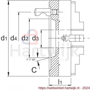 Bison 85.603 ISO 702-2 (DIN 55029) onafhankelijke vier-klauwplaat gietijzer type 4344 C11 400 mm - H40515762 - afbeelding 2