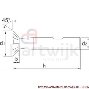 Phantom 36.620 HSS-E zwaluwstaartfrees DIN 1833-C 45 graden 16x4 mm - H40518994 - afbeelding 2