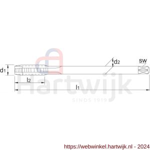 Phantom 22.701 HSS-E machinetap DIN 376 metrisch aluminium voor doorlopende gaten M12 - H40513757 - afbeelding 2