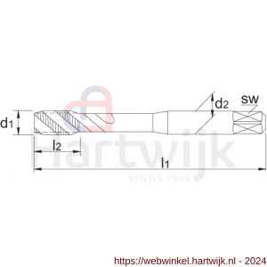 Phantom 23.305 HSS machinetap ISO 529 metrisch voor blinde gaten M18 - H40512916 - afbeelding 2