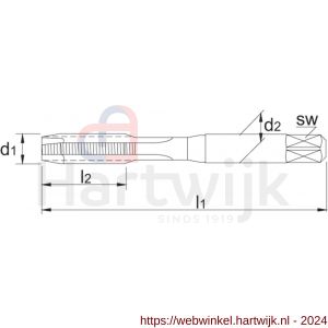 Phantom 22.205 HSS machinetap ISO 529 metrisch voor doorlopende gaten M16 - H40513503 - afbeelding 2
