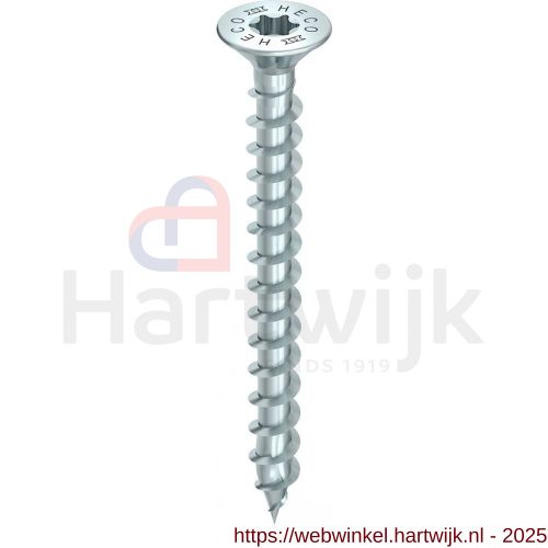 Heco-Topix-Plus spaanplaatschroef 4,0x15 mm platverzonken kop met freesholtes Heco-Drive HD 20 variabele voldraad verzinkt blauw A3K 200 stuks SKV-klein verpakking - H50803038 - afbeelding 1