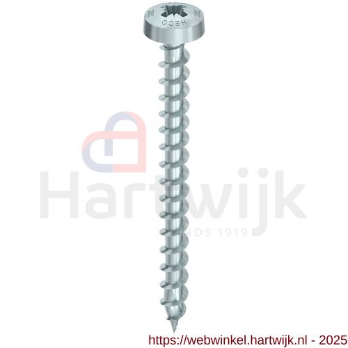 Heco-Topix-Plus spaanplaatschroef 6,0x50 mm rondkop Pozi-Drive PZD 3 variabele voldraad verzinkt blauw A3K 200 stuks VARIANTA verpakking - H50802631 - afbeelding 1