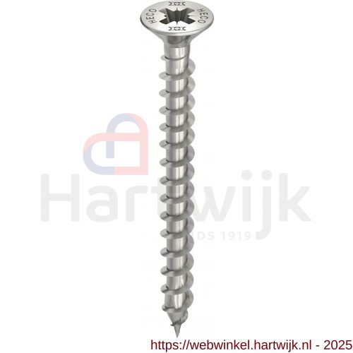 Heco-Topix-Plus RVS A2 spaanplaatschroef 6,0x80 mm platverzonken kop met freesholtes Pozi-Drive PZD 3 variabele voldraad blank glijcoating 100 stuks VARIANTA verpakking - H50803024 - afbeelding 1