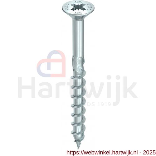 Heco-Topix-Plus spaanplaatschroef 6,0x110 mm platverzonken kop met freesholtes Pozi-Drive PZD 3 deeldraad verzinkt blauw A3K 100 stuks VARIANTA verpakking - H50802887 - afbeelding 1