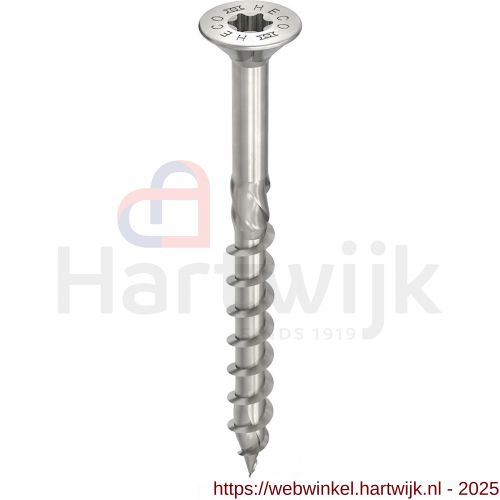 Heco-Topix-Plus RVS A2 houtbouwschroef 8,0x320 mm platverzonken kop met freesholtes Heco-Drive HD 40 deeldraad blank glijcoating 50 stuks VARIANTA verpakking - H50802311 - afbeelding 1