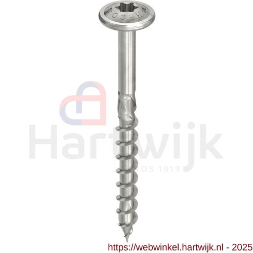 Heco-Topix-Plus RVS A2 tellerkopschroef 8,0x140 mm tellerkop T-Drive T 40 deeldraad blank glijcoating 50 stuks VARIANTA verpakking - H50802443 - afbeelding 1