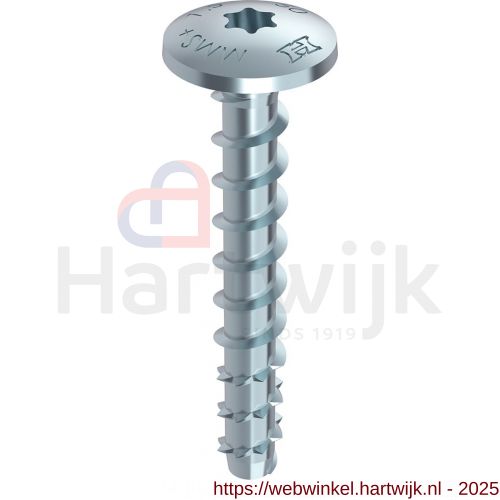 Heco Multi-Monti-Plus MS schroefanker montagerail 7,5x40 mm T-Drive T 30 verzinkt blauw A2K 100 stuks VARIANTA verpakking - H50802015 - afbeelding 1