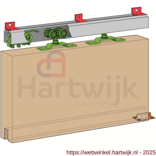 Henderson H100E/24AN verpakte 280-Husky schuifdeurbeslag set 2400 mm aluminium geanodiseerd 100 kg - H20300976 - afbeelding 1